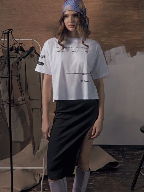 Футболка из хлопка с рисунком «Self-care» LD 2145