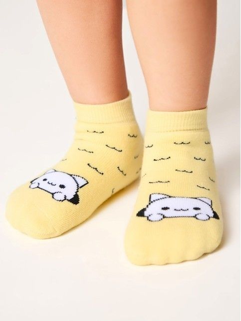 Махровые желтые носки SOF-TIKI с рисунком «кот»