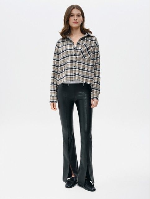 Укороченная рубашка в клетку с необработанным краем LRU 3504 - купить в интернет-магазине Conte