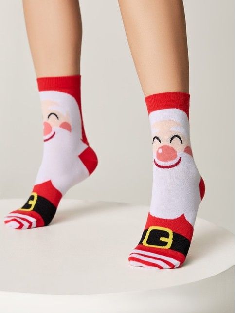 Новогодние женские носки с рисунком «Санта»