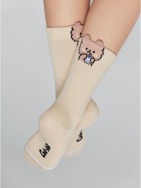 Носки из хлопка с декоративным 3D-пикотом “Bear”