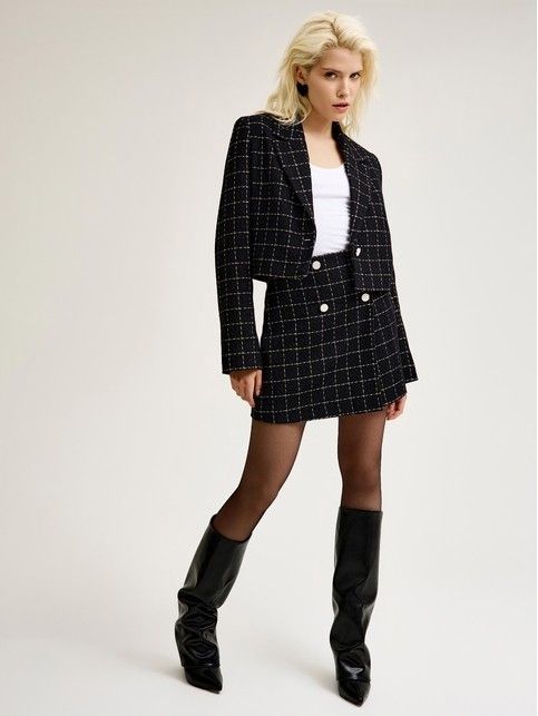 Юбка-mini в клетку на запах из твида LU 3267 - купить в интернет-магазине Conte