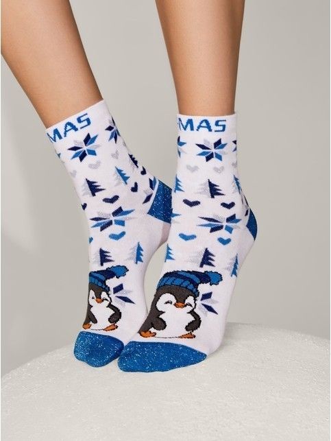 Новогодние носки с люрексом «Little penguin»