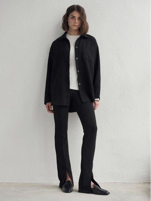 Рубашка черная из фактурного твида LRU 3268 - купить в интернет-магазине Conte