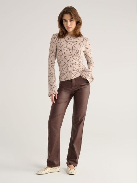 Джемпер из принтованной вискозы с расклешёнными рукавами LD 3146