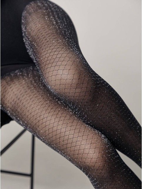 Колготки с сияющим ажурным рисунком «соты» SILVER