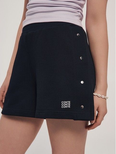 Шорты из футера с боковой вставкой на кнопках LS 2783