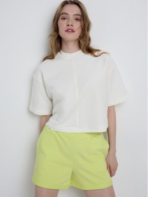 Базовая футболка из футера с фактурной вставкой LD 2082