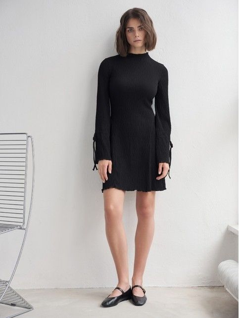 Платье с жатым эффектом и манжетами на завязке LPL 3238 - купить в интернет-магазине Conte