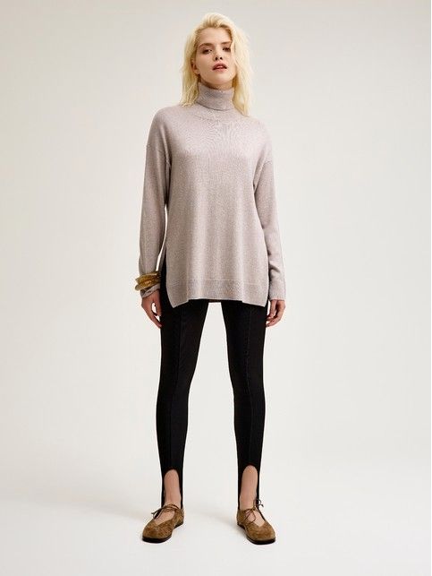 Джемпер с отложным воротником-стойкой и разрезами по бокам LDK 24109 - купить в интернет-магазине Conte