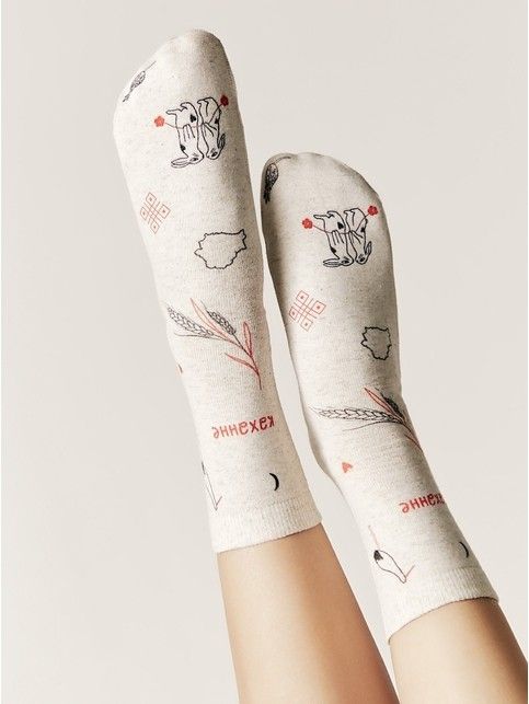 Носки из смесовой пряжи с хлопком и льном «Каханне», модель 641