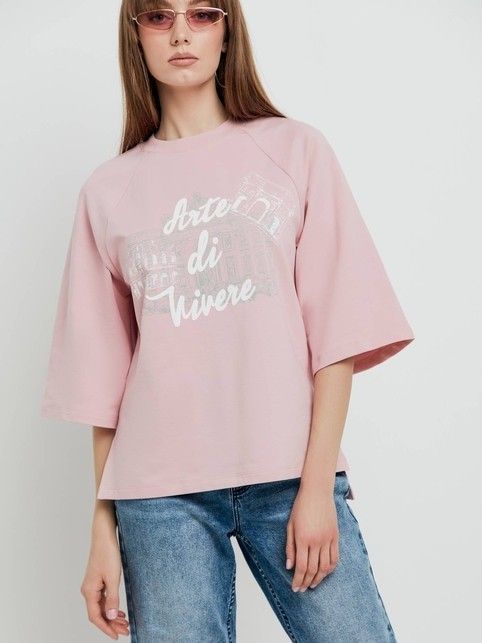 Oversize-футболка из футера с удлиненной спинкой LD 1772
