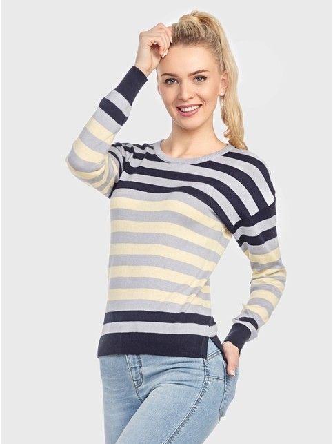 Вязаный джемпер с декоративной планкой на пуговицах сзади LDK 008