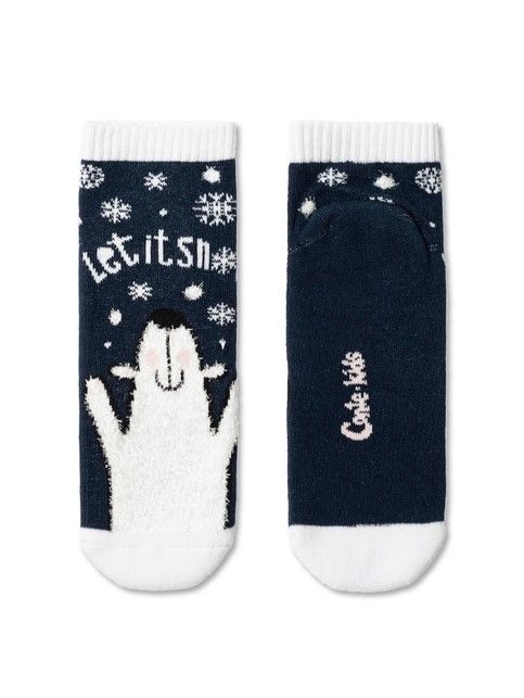Короткие новогодние носки махровой стопой и пушистой нитью «Let it snow»