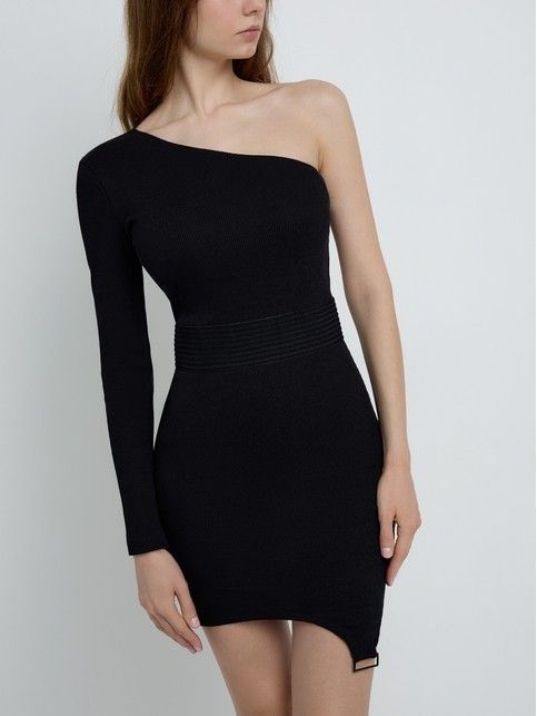 Платье в рубчик с декоративной пряжкой LPL 2313