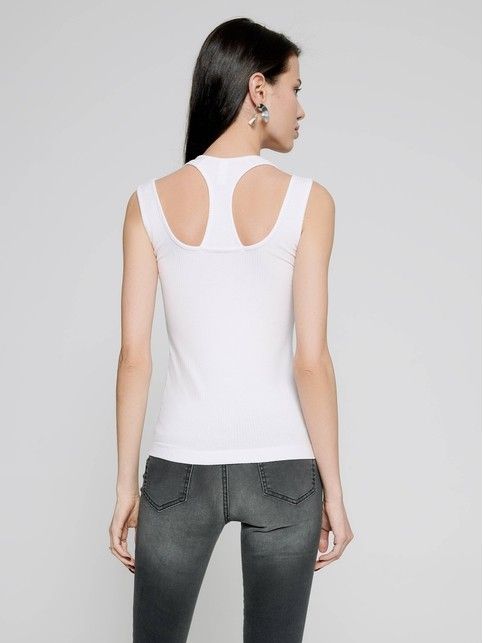 Однотонный топ из вискозы с фигурным декольте LD 1124