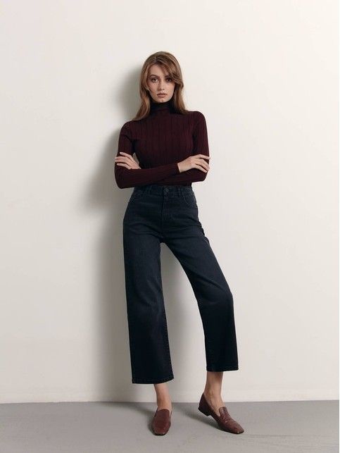 Широкие джинсы wide leg с высокой посадкой CON-367