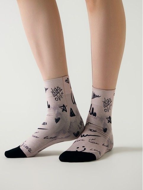Плотные носки с чёрным мыском и рисунком «Граффити» - купить в интернет-магазине Conte