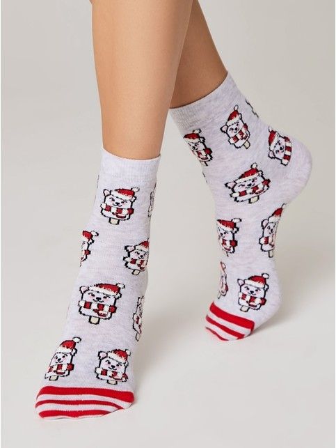Носки с пушистой пряжей «Сhristmas ice cream»