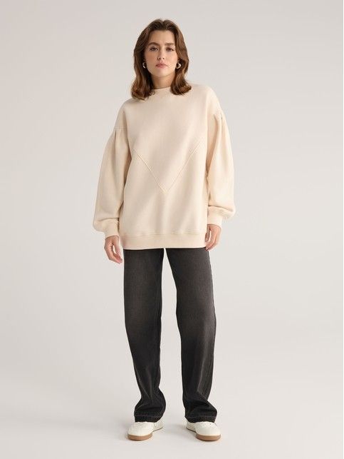 Свитшот из футера на флисе с фигурной кокеткой LD 2831