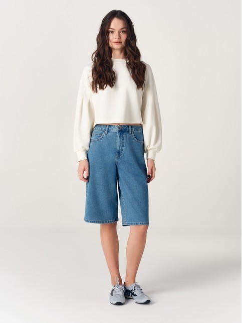 Удлинённые джинсовые шорты из eco-friendly денима CON-886 - купить в интернет-магазине Conte