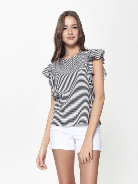 Ультрамодная шелковистая блузка с воланами LBL 909