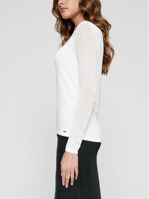 Вязаный джемпер с ажурными рукавами из пряжи с вискозой LDK 090