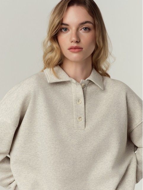 Объёмный джемпер-поло из футера LD 3376 - купить в интернет-магазине Conte