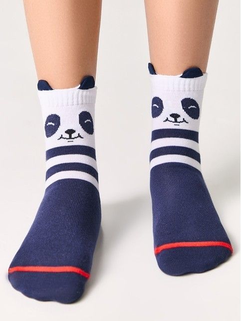 Короткие носки с декоративными ушками «Панды»