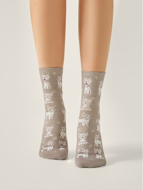 Носки со льном из лимитированной коллекции BEST FRIENDS «Вест-хайленд-уайт-терьер» - купить в интернет-магазине Conte