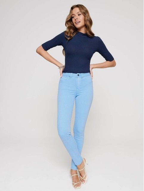Цветные джинсы skinny с высокой посадкой и эффектом варки CON-237 Lycra®