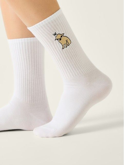 Хлопковые носки с вышивкой «Чихуахуа» из лимитированной коллекции BEST FRIENDS - купить в интернет-магазине Conte