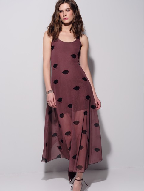 Платье-макси из сетки с рисунком «Lips» на подкладке LSF 3487 - купить в интернет-магазине Conte