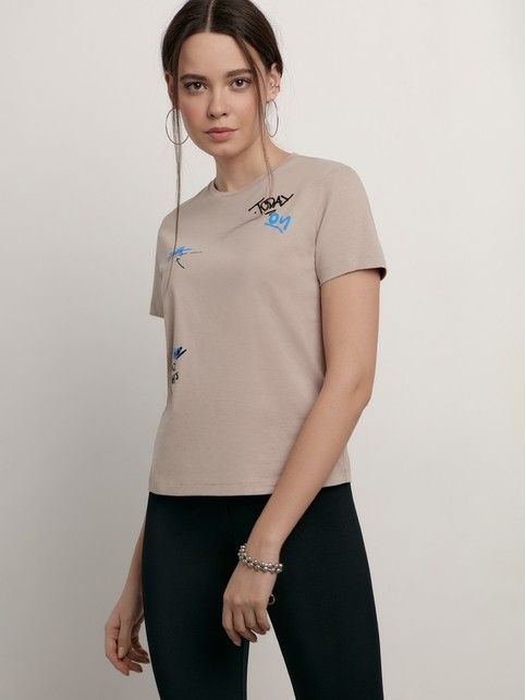 Базовая футболка из хлопка с рисунками «Today» LD 2133