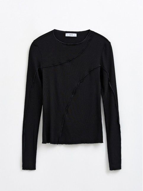 Джемпер в рубчик с декоративными швами LD 2566