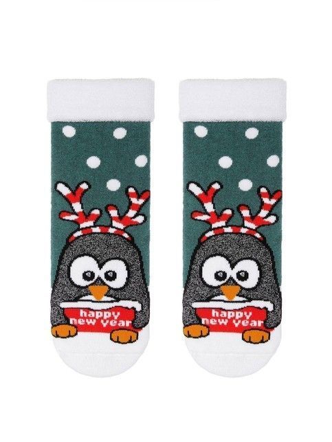 Новогодние махровые носки "Пингвин" с отворотом, люрексом и стразами - купить в интернет-магазине Conte