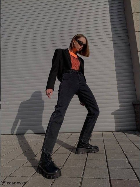 Джинсы straight leg с высокой посадкой CON-366
