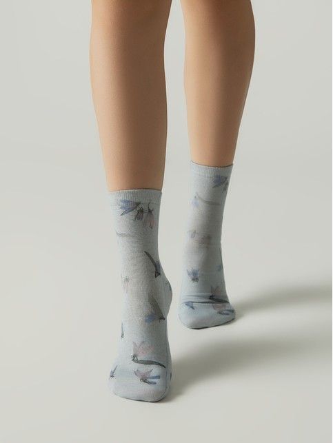 Носки из пряжи со льном «Лепестки» - купить в интернет-магазине Conte