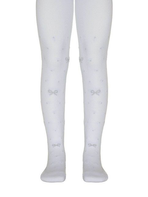 Хлопковые колготки с бантиками из люрекса