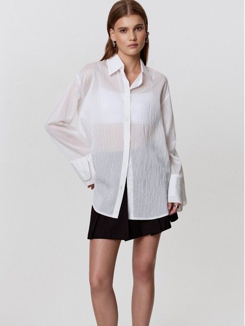 Рубашка из полупрозрачной ткани с двойными манжетами LRU 3434 - купить в интернет-магазине Conte