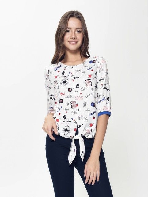 Стильная блузка с декоративной завязкой LBL 886