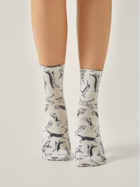 Носки со льном из лимитированной коллекции BEST FRIENDS «Коты» - купить в интернет-магазине Conte