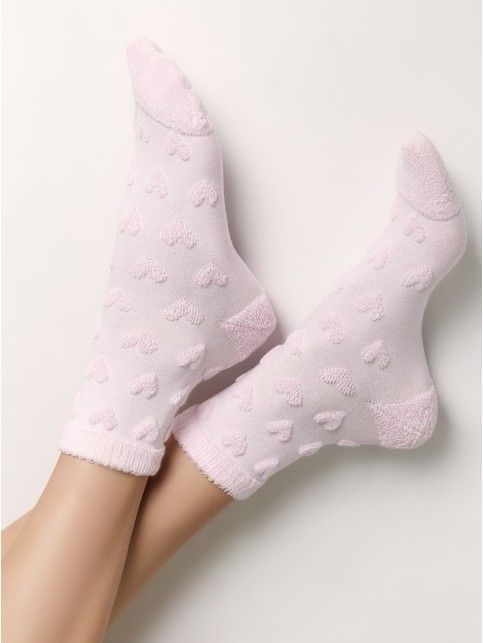 Махровые носки из хлопка с объемным рисунком «сердечки» COMFORT, модель 549