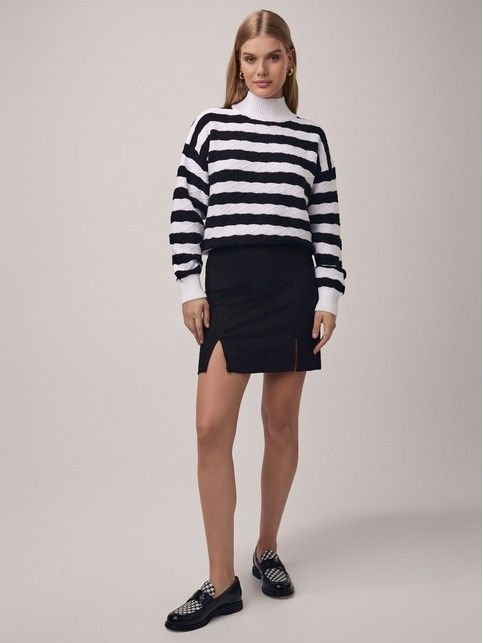 Юбка-mini с акцентными отстрочками и разрезами LU 2730