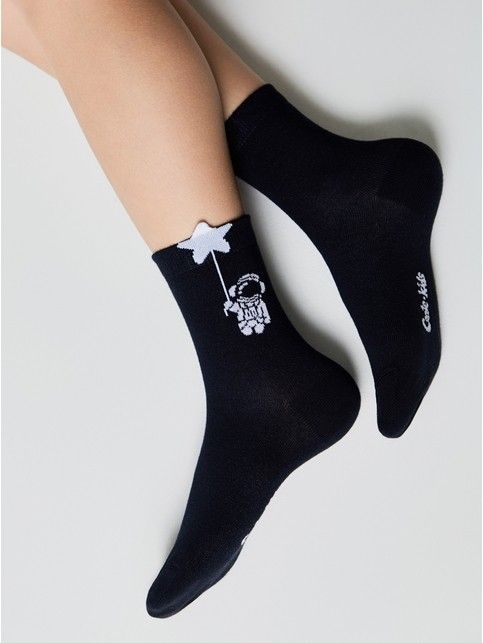 Удлиненные носки в рубчик с декоративным пикотом “Astronaut”