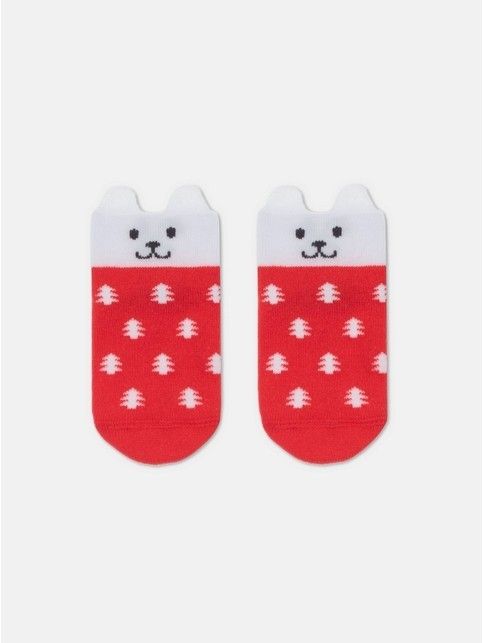 Носки с пушистой пряжей и декоративным пикотом «Сhristmas bear»