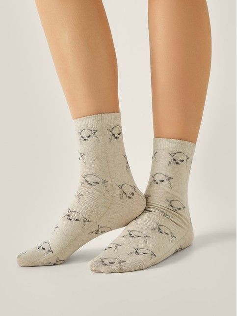 Носки со льном из лимитированной коллекции BEST FRIENDS «Чихуахуа», модель 744 - купить в интернет-магазине Conte