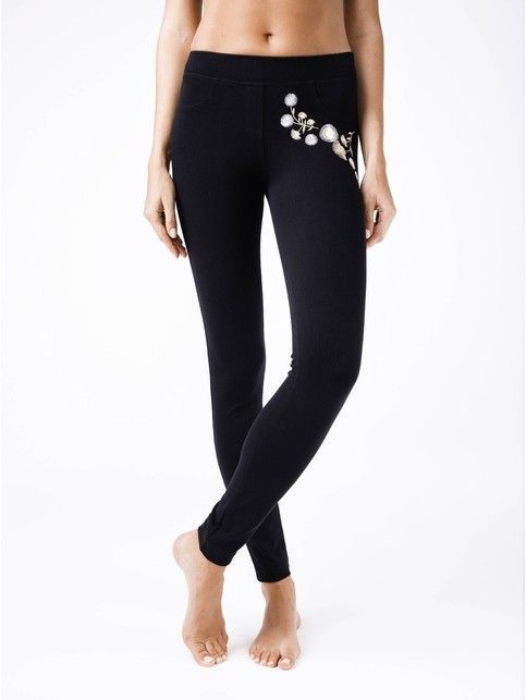 Ультраэластичные джеггинсы с металлической вышивкой FLORES