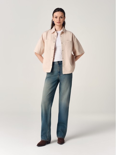 Джинсы straight винтажной варки с акцентными вытачками СON-862 - купить в интернет-магазине Conte