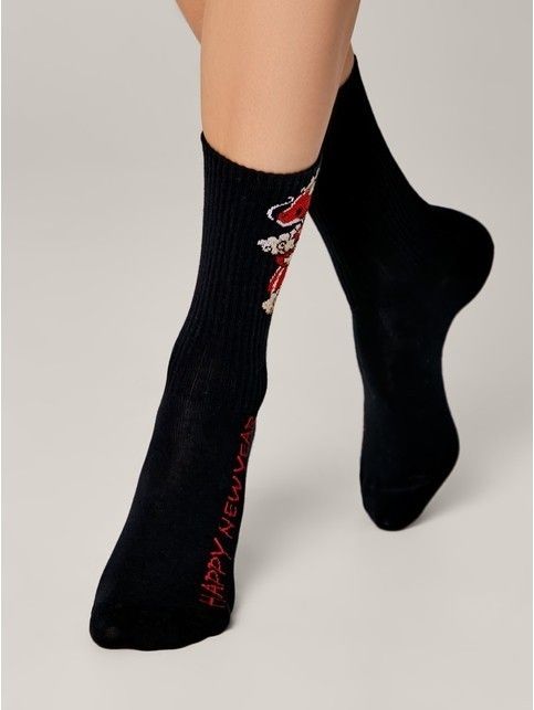 Удлиненные новогодние носки с люрексом «Xmas dragon»